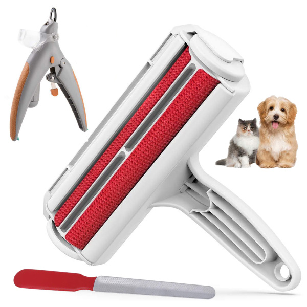 Промоционален пакет за Поддръжка: Професионална четка за почистване на животински косъм и LED клещи за подрязване на нокти за кучета или котки Onuvio™ Plus